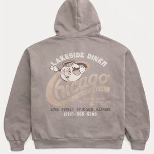 Hollister beige Lakeside Diner Chicago Graphic Hoodie
